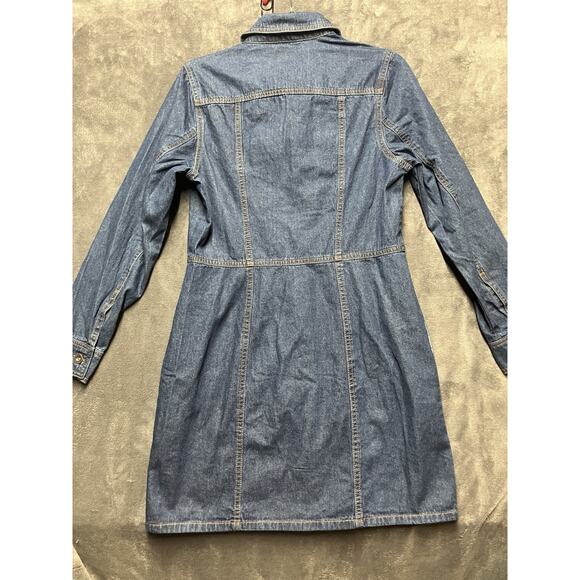 Frye Denim Dress Woman’s Sz S Dark Jean Buttons Pockets Long Sleeve Teacher NWOT - Picture 9 of 10